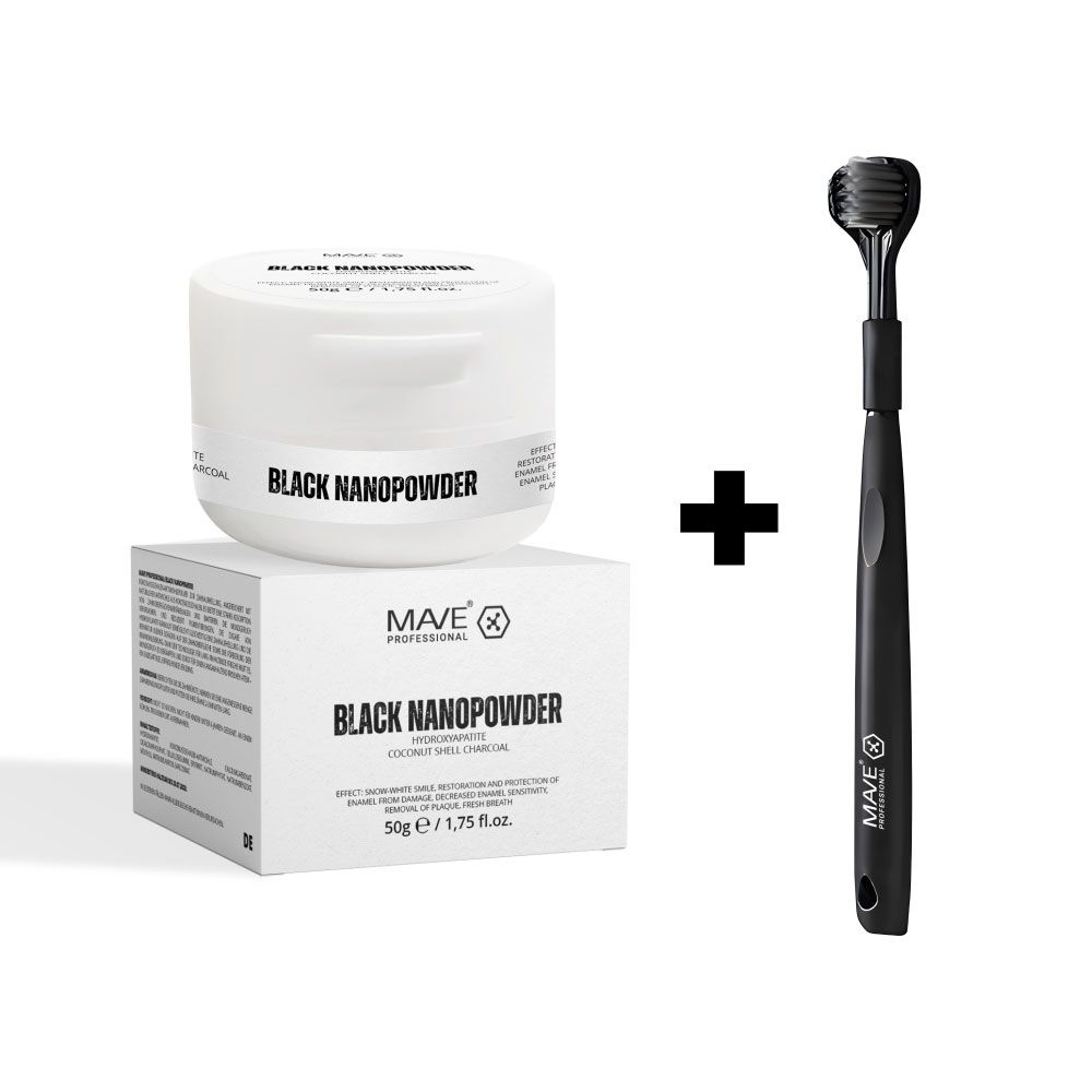 BLACK NANOPOWDER 50 G + NANO360 ZAHNBÜRSTE I Zahnaufhellungs-Set mit 360° Zahnbürste