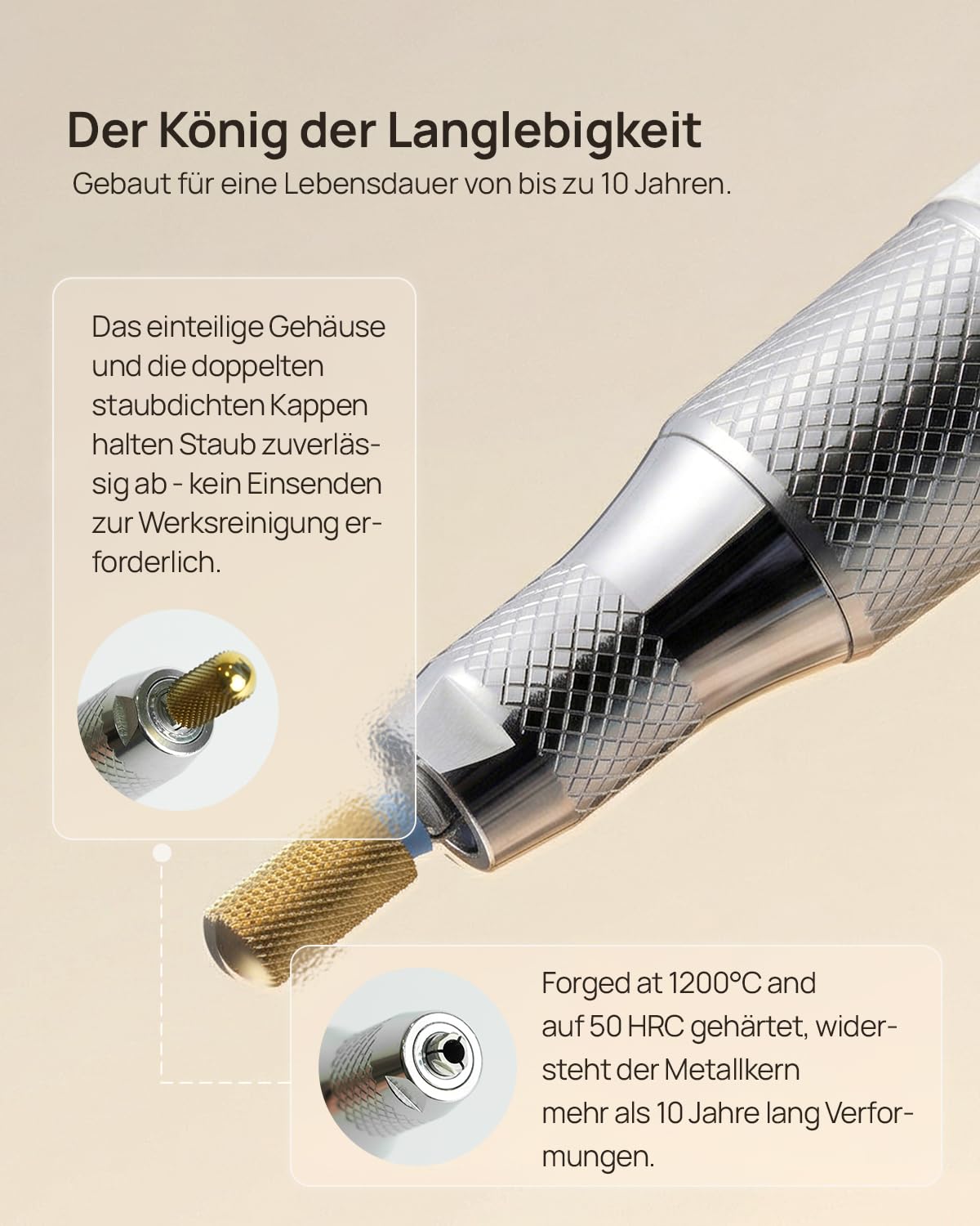 Professionelle Elektrische Nagelfräser für Gelnägel - 1 Handstück - Kabellose Maniküre mit LCD & 50.000 U/min